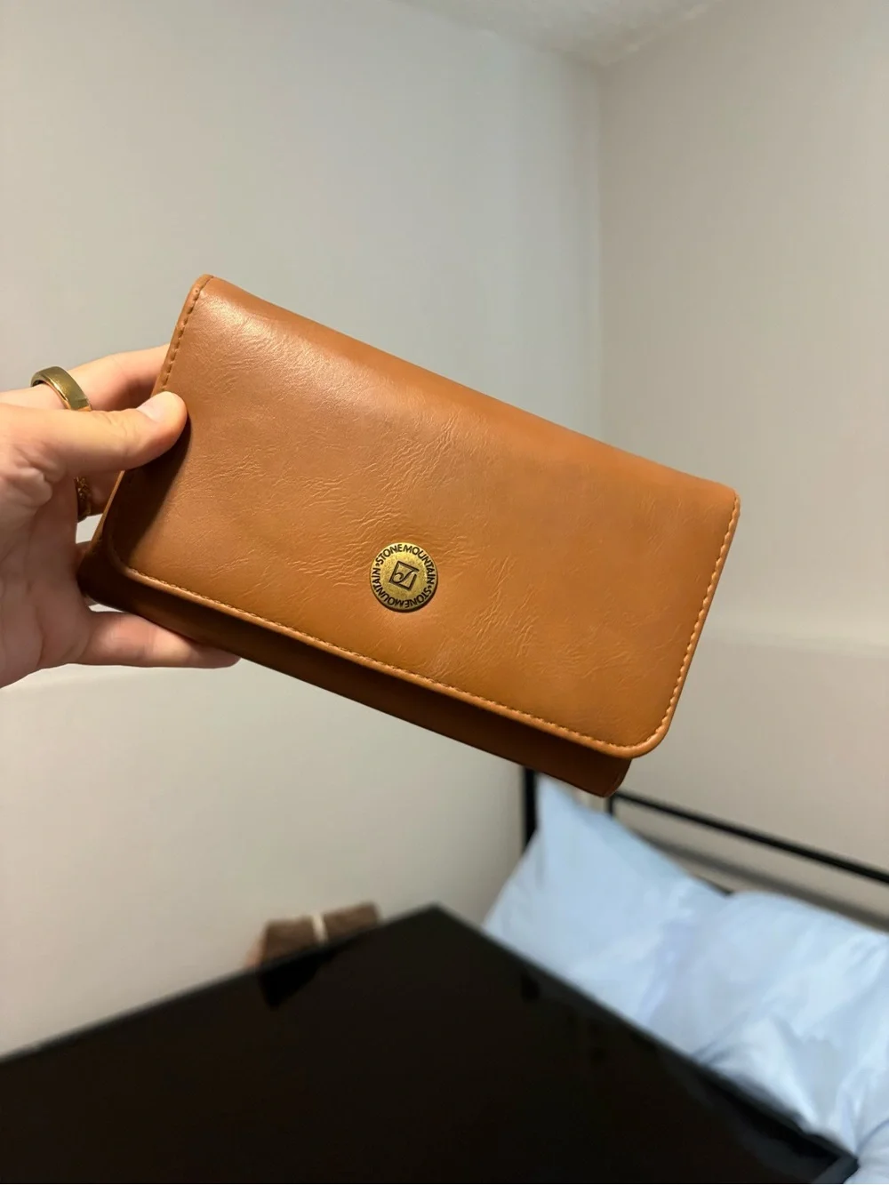 Brown Leatherette Women's Wallet Clutch - Unbranded